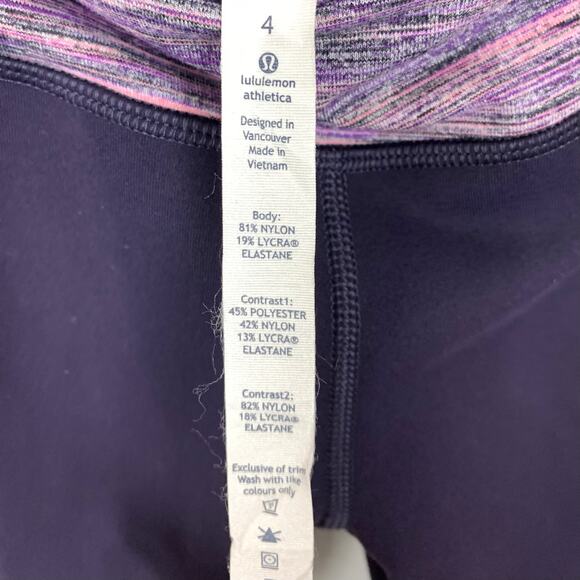 Lululemon Womens Gather & Crow Crop II Full On Luon Black Grape Space Dye Size 4 - Picture 6 of 12